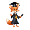 Graduation fox with diploma hat