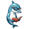 Clever dolphin with book