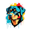 Farbexplosion Hundeporträt Rottweiler