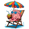 Cerveau sur la plage avec cocktail