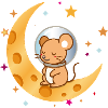 Sleeping Astronaut Mouse on Cheese Moon
