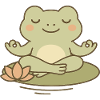 Meditating frog on water lily