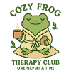 Cozy frog in bathrobe