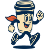 Running Coffee Cup Mascot