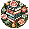 Floral Book Stack Emblem