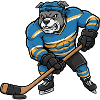 Cooler Pitbull mit Hockeyspieler Eishockey Spaß