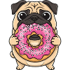Söt Mops Donut Tecknad Dessert Socker Godis