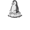 Pinguin auf Eis mit Spruch