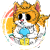 Cute Anime Cat with Bubble Tea