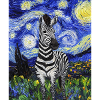 Zebra Van Gogh Style Starry Night