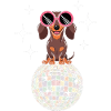 Dachshund Disco Ball 80s Retro Funny