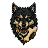 Wolfsangriff: Wolfskopf mit Knochen
