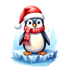 Penguin in winter and at Christmas