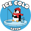 Eisfrost Pinguin fängt Eisfisch