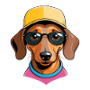 Dackel mit Sonnenbrille Cap Pink