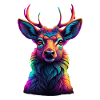 Neon Deer Head Portrait