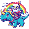 Dinosaur triceratops Santa Claus