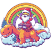 Dinosaur brontosaurus Santa Claus