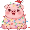 Cute Christmas Pig Cartoon String Lights
