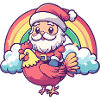 Rooster Santa Claus Christmas