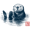 Sea Otter with Kanji Stamp
