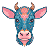 Floral Blue Cow