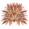 Tiger mit dekorativem Federkopfschmuck 