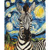 Zebra Van Gogh Style Starry Night