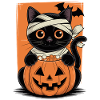 Cat Halloween Mummy Cat Pumpkin Bat