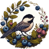 Blueberry Wreath Chickadee