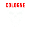 Cologne skull with red COLOGNE lettering