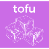 Tofu cube sketch on purple background