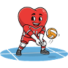 Volleyball Heart Mascot in Action