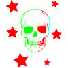 Prismatic Skull Amid Red Stars