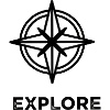 Compass star with "Explore" lettering