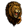 Wild lion's head in attack