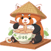Panda Ramen with Straw Hat