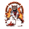 Chat ninja dans l’épée de feu