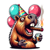 Capybara Party mit Ballons und Zigarre