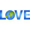 Blauer Planet Erde im LOVE-Schriftzug
