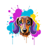 Kunterbunter Dackel Splatter Popart