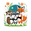 Waldfreunde Trio Fuchs Igel Waschbär