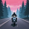 Motorradfahrer im Wald