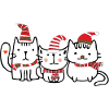 Katzentrio mit  Weihnachtsmützen