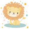 Lion mignon avec ciel étoilé