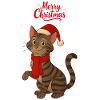 Grey Cat Merry Christmas