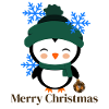 Winterpinguin mit Schneeflocken