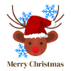Rudolph with Santa hat and snowflakes