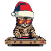 DJ Cat with Santa Hat