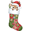 Funny cartoon Christmas sock with reindeer
